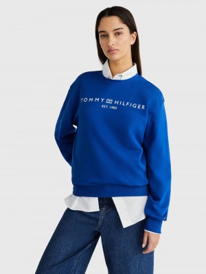 Tommy Hilfiger Modern Regular Corp Logo Tröjor Dam Blå | 540-WSCDXE