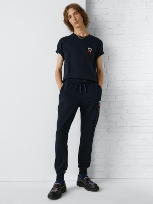 Tommy Hilfiger Monogram Essential Embroidery T-shirt Herr Marinblå | 137-ZKDCLA