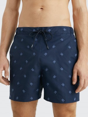 Tommy Hilfiger Monogram Mid Length Badshorts Herr Marinblå | 024-AFEKZQ