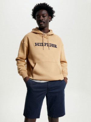 Tommy Hilfiger Monotype Embroidery Archive Fit Hoodie Herr Khaki | 576-ETAVNX