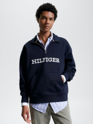 Tommy Hilfiger Monotype Half-Zip Archive Tröjor Herr Marinblå | 291-DJLEBU