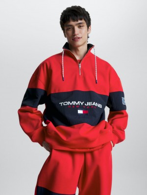 Tommy Hilfiger Oversized Half-Zip Fleece Tröjor Herr Röda | 687-ONIHRP