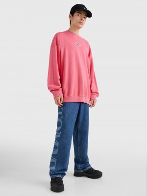 Tommy Hilfiger Oversized Organic Bomull Tröjor Herr Rosa | 973-BYTHRL