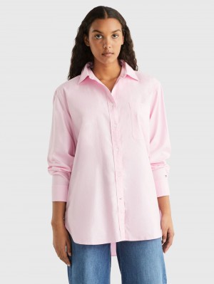 Tommy Hilfiger Oversized Oxford Skjorta Dam Rosa | 493-OJTBEA