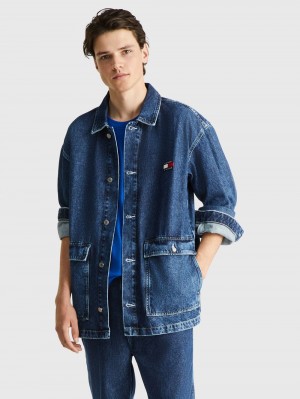 Tommy Hilfiger Oversized Worker Jackor Herr Blå | 305-LMPZCS