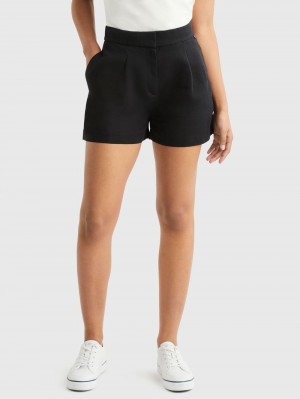 Tommy Hilfiger Plisserad Tailored Shorts Dam Svarta | 934-QVJAPL