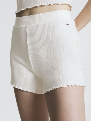 Tommy Hilfiger Pointelle Räfflad Shorts Dam Vita | 457-STXGVW