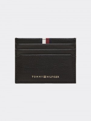 Tommy Hilfiger Premium Läder Credit Kortinnehavare Herr Svarta | 304-REHPXM