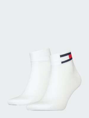 Tommy Hilfiger Quarter Flag 2-Pack Strumpor Herr Vita | 291-YUIFJN