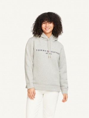 Tommy Hilfiger Regular Hoodie Dam Grå | 823-ODVSXK