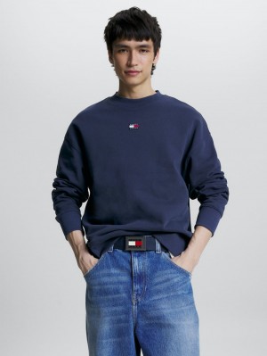 Tommy Hilfiger Relaxed Fit Badge Tröjor Herr Marinblå | 607-DNQLCY