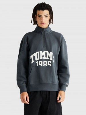 Tommy Hilfiger Relaxed Half Zip Tröjor Herr Grå | 397-RIDAVM