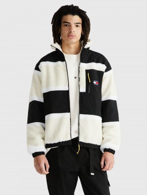 Tommy Hilfiger Relaxed Stripe Sherpa Jackor Herr Svarta | 942-ZIREPJ