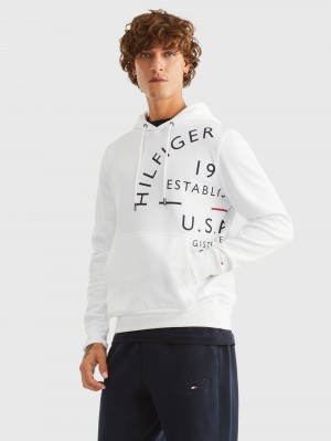 Tommy Hilfiger Roundall Established Hoodie Herr Vita | 712-MRVYNB