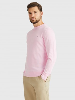 Tommy Hilfiger Signature Crew Neck Tröjor Herr Rosa | 192-YDQBGC