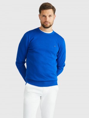 Tommy Hilfiger Signature Crew Neck Tröjor Herr Blå | 381-SQHOUL