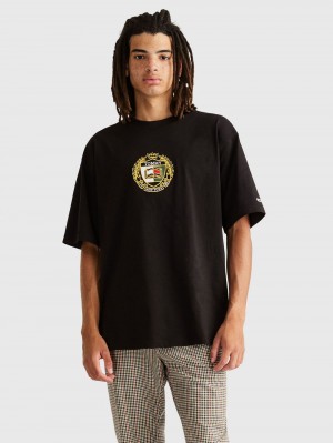 Tommy Hilfiger Skate Luxe T-shirt Herr Svarta | 274-SXRWFN