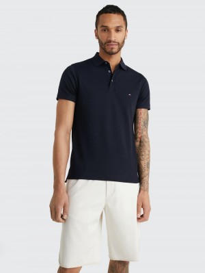 Tommy Hilfiger Slim Fit Piketröja Herr Marinblå | 239-IMALQF