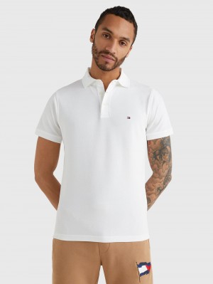 Tommy Hilfiger Slim Fit Piketröja Herr Vita | 364-BKFMXN