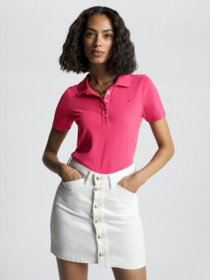 Tommy Hilfiger Slim Pique Piketröja Dam Rosa | 501-SCIVFD