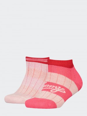 Tommy Hilfiger Sneaker Rugby Stripe 2-Pack Strumpor Pojke Rosa | 194-JZNCPS