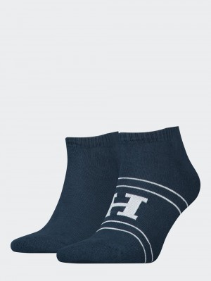 Tommy Hilfiger Sneaker Sport Patch 2-Pack Strumpor Herr Marinblå | 708-RXDOBQ