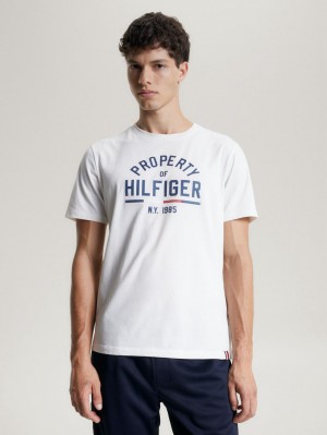 Tommy Hilfiger Sport Tryck Logo T-shirt Herr Vita | 643-VLYTDW