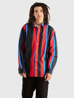 Tommy Hilfiger Stripe Oversized Fit Skjorta Herr Olika Färger | 401-RYADBU