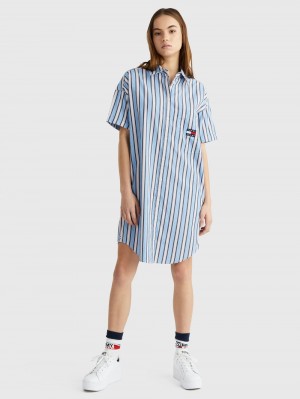 Tommy Hilfiger Stripe Shirt Klänning Dam Olika Färger | 237-USCZIE