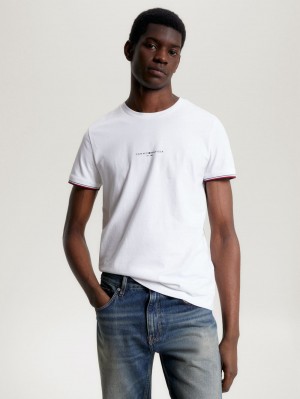 Tommy Hilfiger Tipped Slim Fit T-shirt Herr Vita | 463-VKNMIO