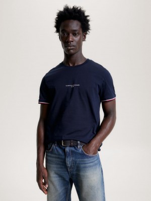 Tommy Hilfiger Tipped Slim Fit T-shirt Herr Marinblå | 014-OKSDEY