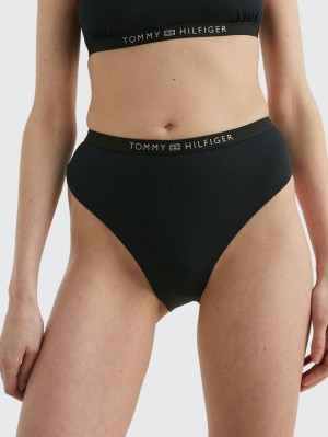 Tommy Hilfiger Tonal Logo Cheeky Bikini Badkläder Dam Svarta | 265-RAGJKH