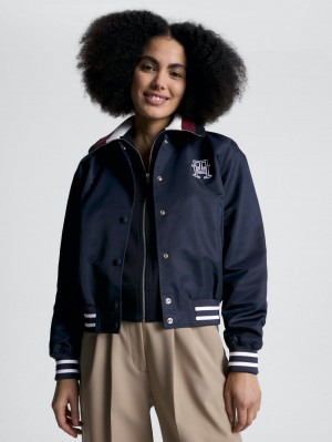 Tommy Hilfiger Varsity Logo Bomber Jackor Dam Blå | 086-HPLOJZ