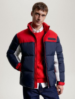 Tommy Hilfiger Warm Recycled New York Puffer Jackor Herr Röda Blå | 263-KBGISE