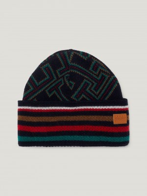 Tommy Hilfiger X Pendleton New York Stripe Monogram Beanie Hatt Dam Marinblå | 465-UYVRZM