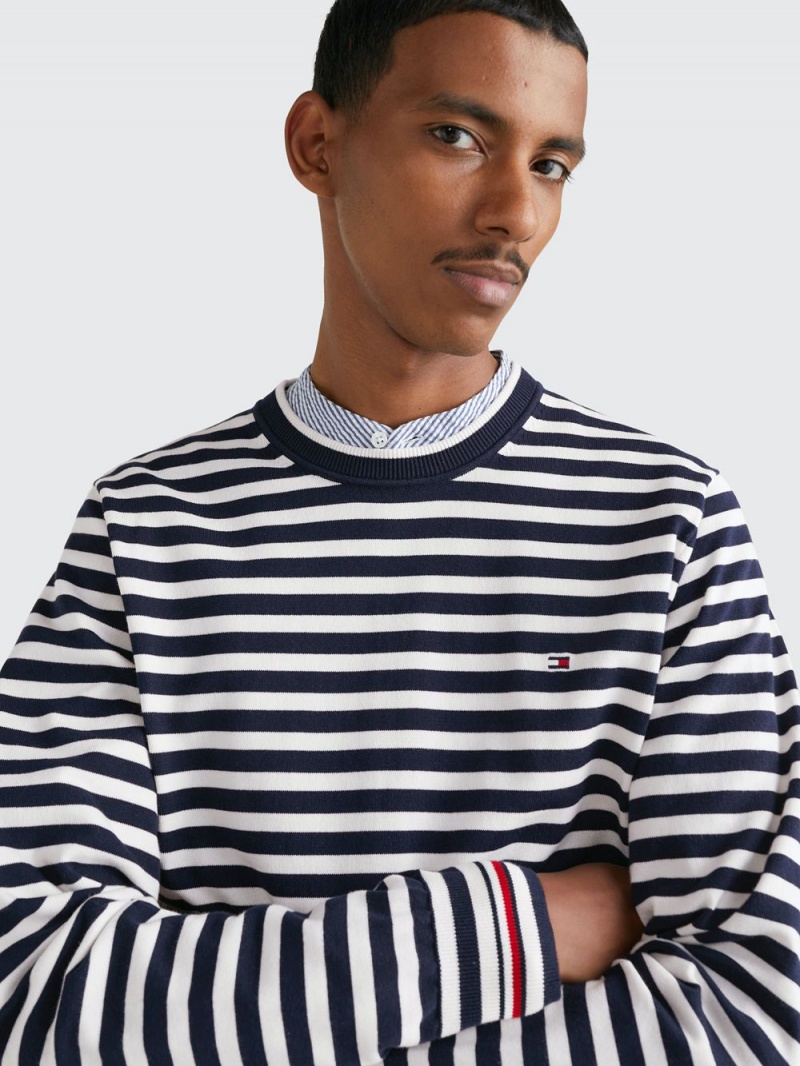 Tommy Hilfiger 1985 Kollektion Flag Organic Bomull Jumpers Herr Marinblå Vita | 371-TUDHQB