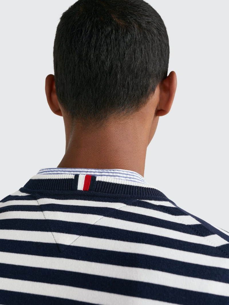 Tommy Hilfiger 1985 Kollektion Flag Organic Bomull Jumpers Herr Marinblå Vita | 371-TUDHQB