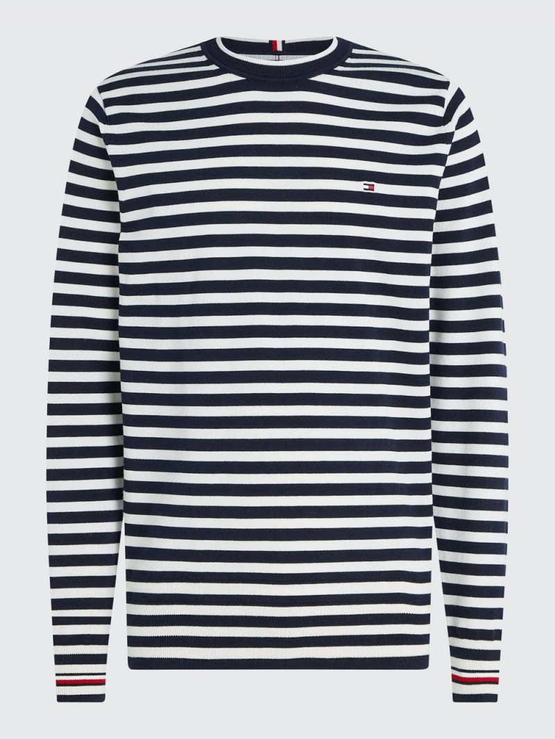 Tommy Hilfiger 1985 Kollektion Flag Organic Bomull Jumpers Herr Marinblå Vita | 371-TUDHQB