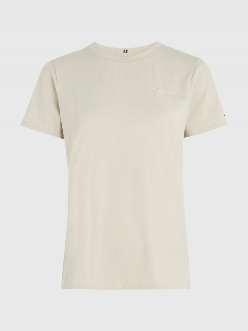 Tommy Hilfiger 1985 Kollektion Logo T-shirt Dam Beige | 415-IZLKHS