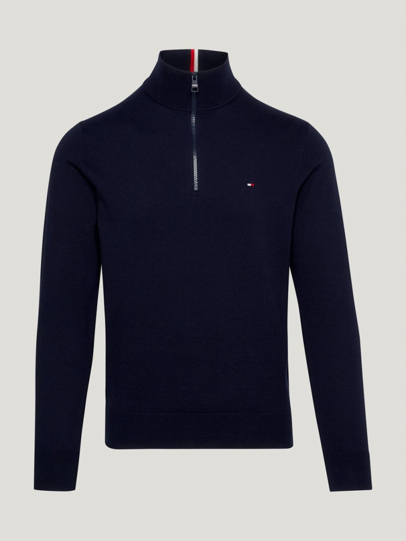 Tommy Hilfiger 1985 Kollektion Quarter-Zip Tröjor Herr Marinblå | 106-WMLVDR