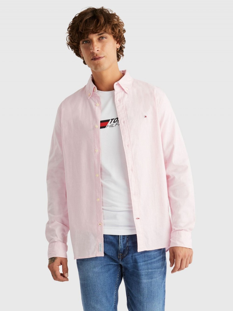 Tommy Hilfiger 1985 Kollektion Regular Fit Flex Skjorta Herr Rosa | 304-VDEIQL