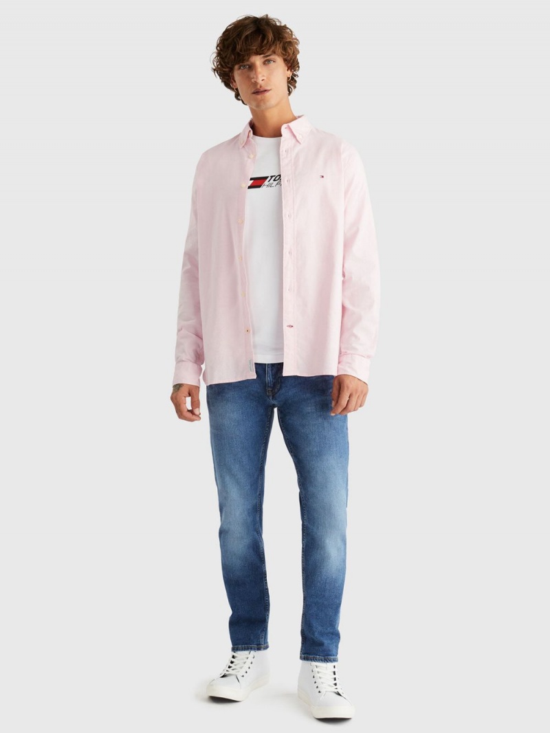 Tommy Hilfiger 1985 Kollektion Regular Fit Flex Skjorta Herr Rosa | 304-VDEIQL