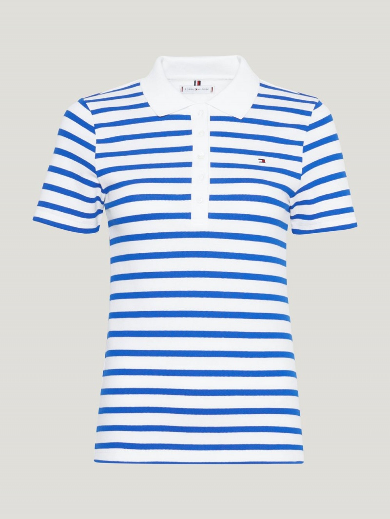 Tommy Hilfiger 1985 Kollektion Stripe Slim Fit Piketröja Dam Vita | 763-UYWDTS