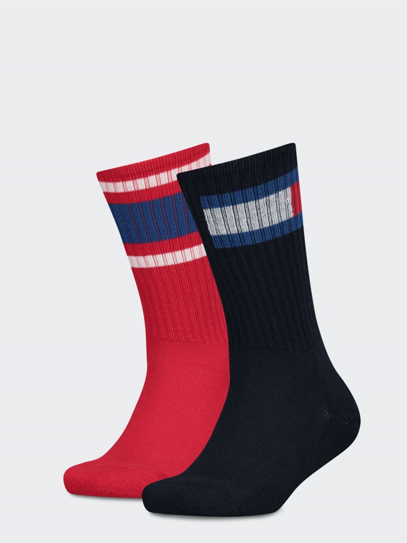 Tommy Hilfiger 2-Pack Flag Strumpor Pojke Marinblå Röda | 508-IUFQED