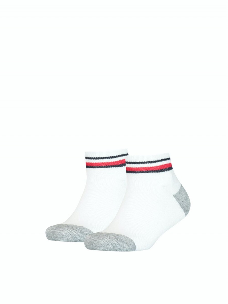 Tommy Hilfiger 2-Pack Quarter-Length Sports Strumpor Tjej Vita | 150-XGRBDA