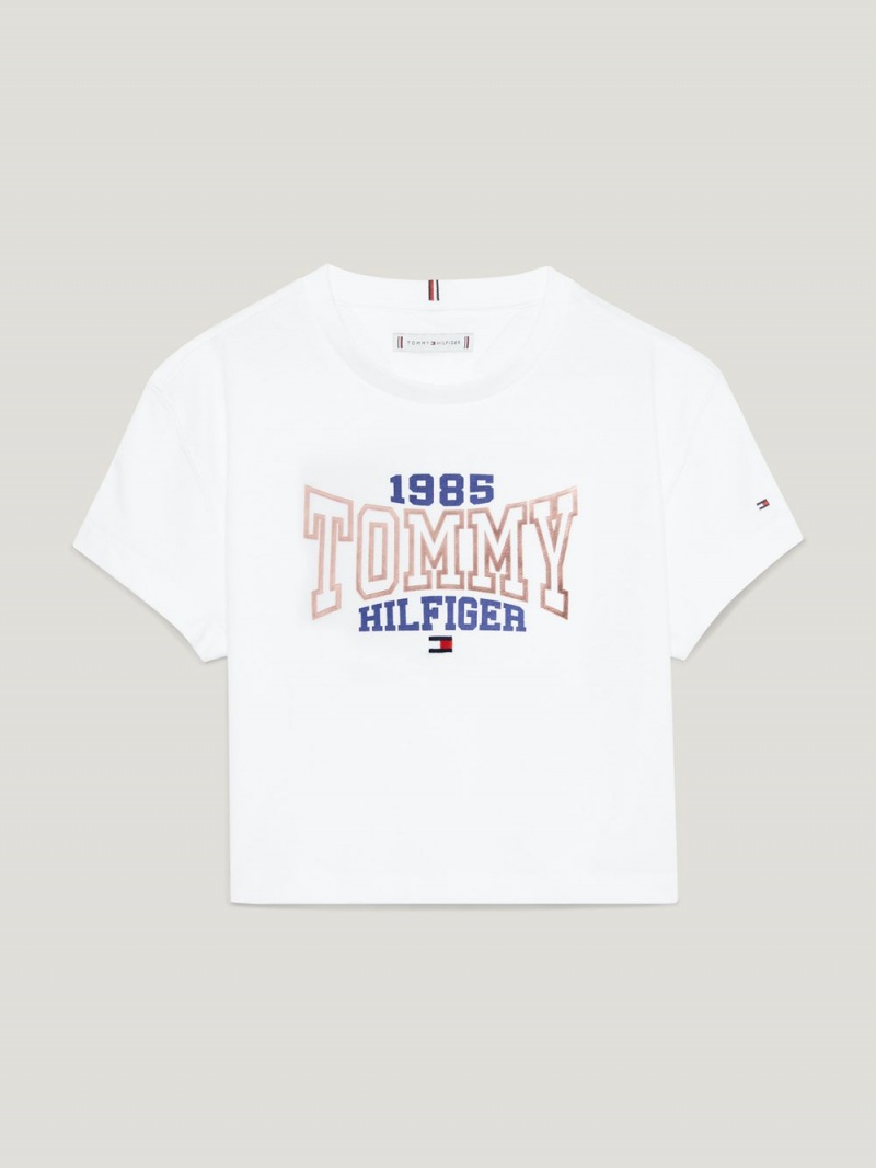 Tommy Hilfiger 3-7 1985 Kollektion Varsity Logo T-shirt Tjej Vita | 231-POAZMX