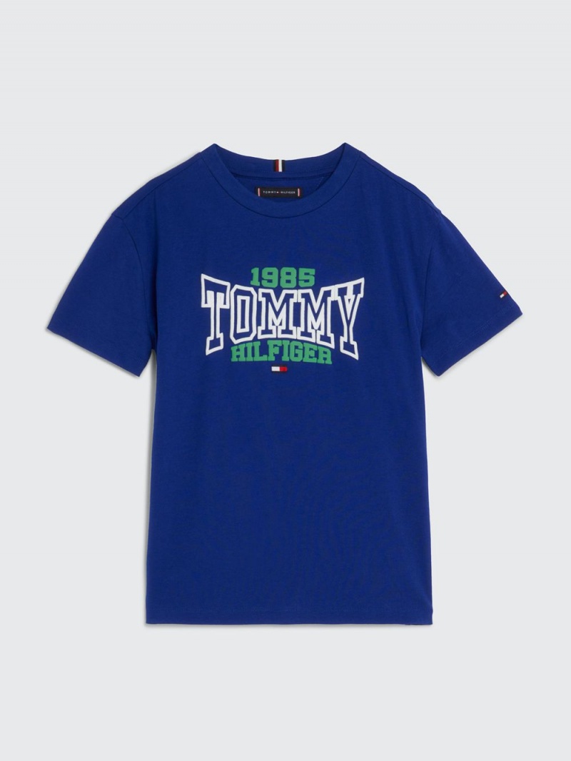 Tommy Hilfiger 3-7 1985 Kollektion Varsity Logo T-shirt Pojke Marinblå | 085-CBFWAH