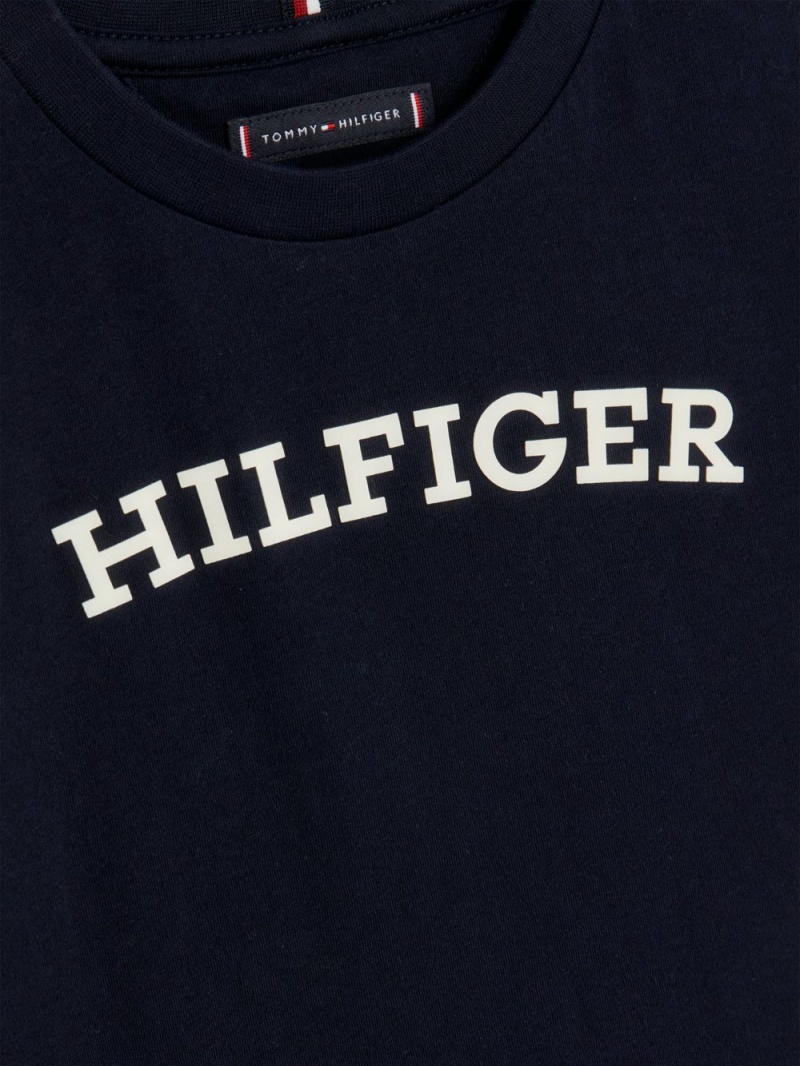 Tommy Hilfiger 3-7 Essential Arched Logo T-shirt Pojke Marinblå | 483-YKXDFH