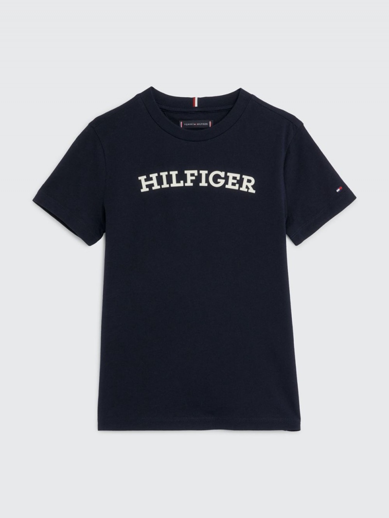 Tommy Hilfiger 3-7 Essential Arched Logo T-shirt Pojke Marinblå | 483-YKXDFH