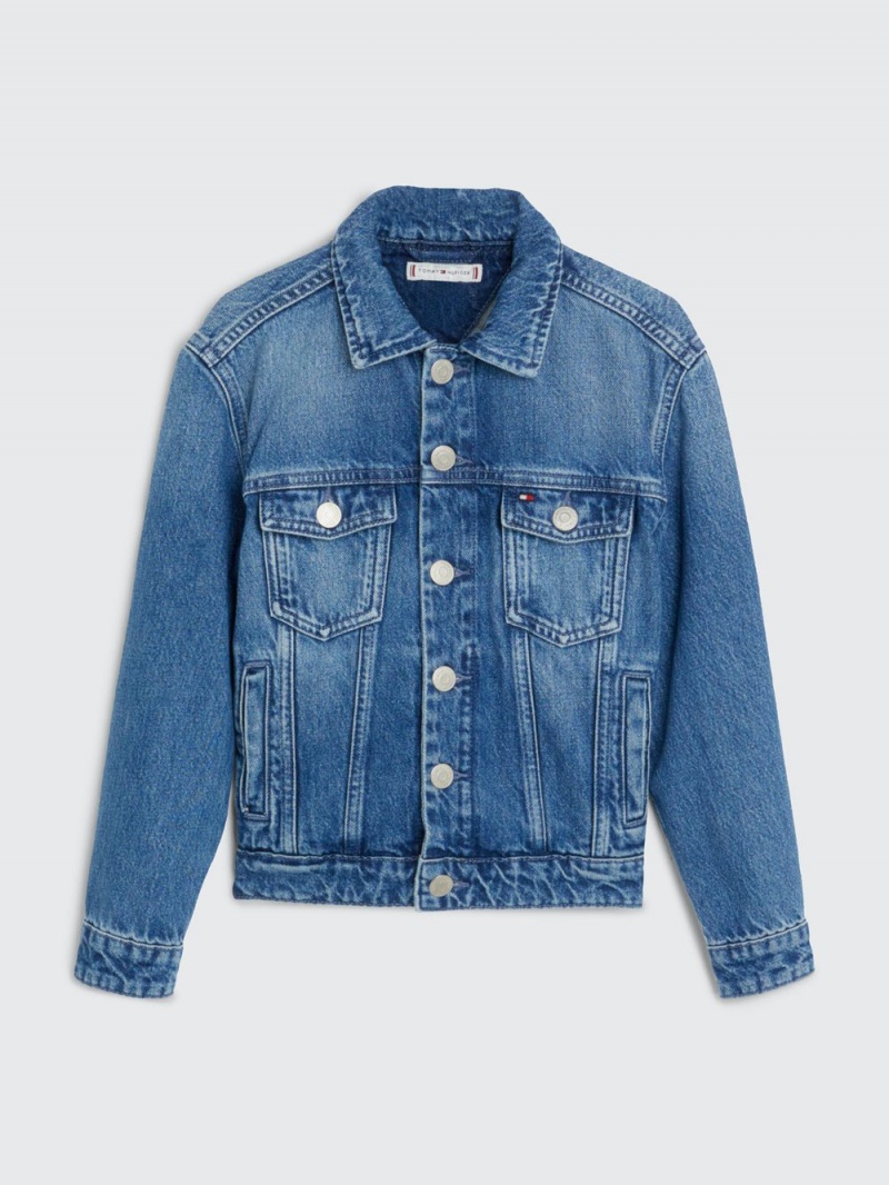 Tommy Hilfiger 3-7 Essential Oversized Dual Gender Denim Jackor Tjej Blå | 687-ITKDGP